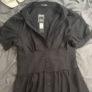 Fashion Nova Charcoal Button-Up Dress - NEW -
